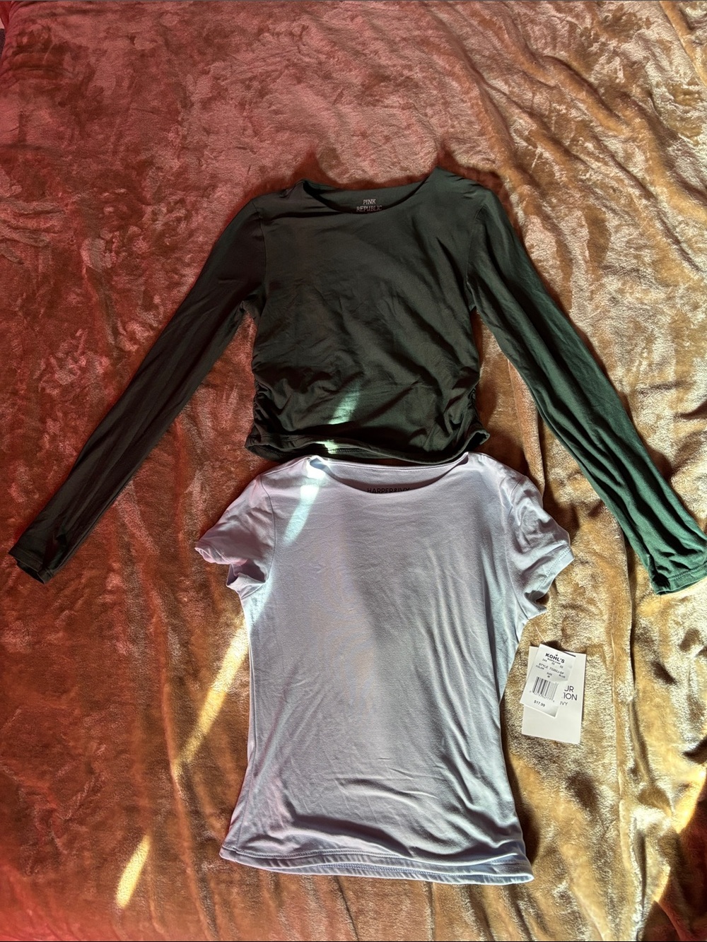 Junior  Two-Pack Tee Set - dark green Long Sleeve & Light blue  Short Sleeve